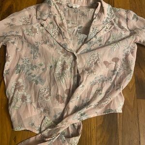 Floral clothing cropped shirt